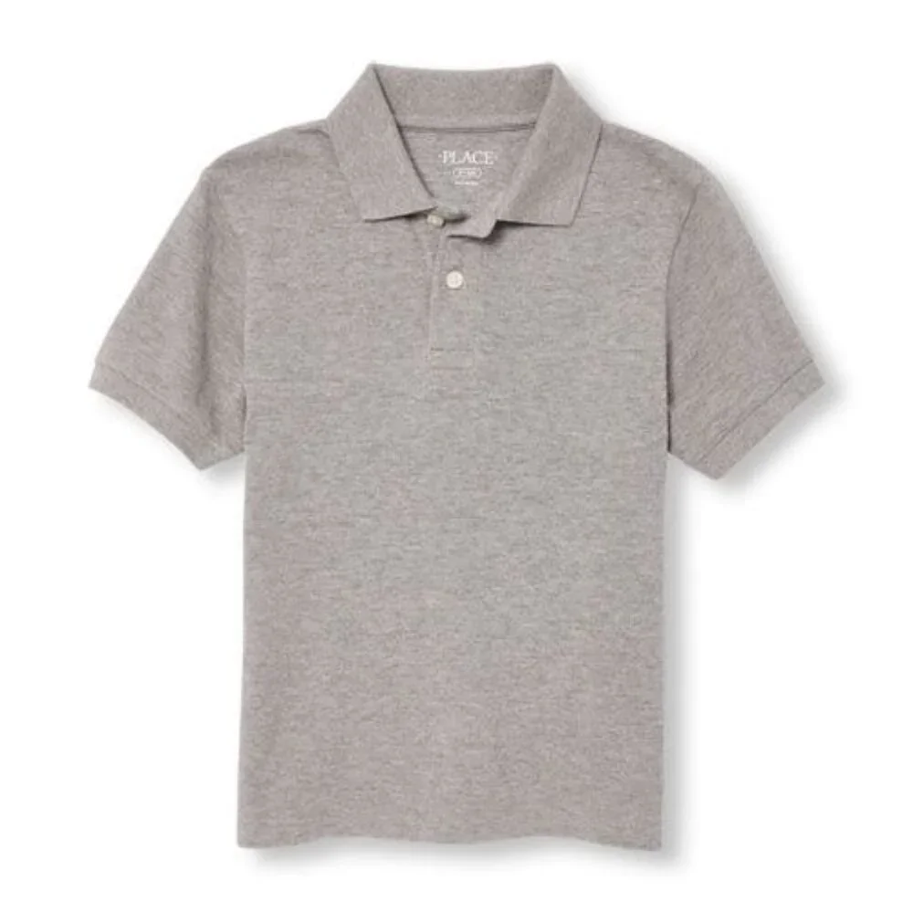 The Children's Place Boys Uniform Pique‎ Polo in Gray | Size Medium (7/8)